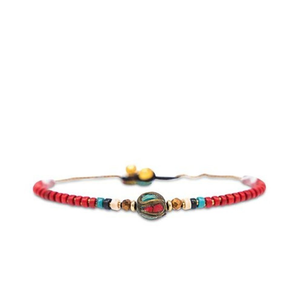 Handmade‎ Adjustable Boho Red Turquoise  Waterproof Bead Anklet